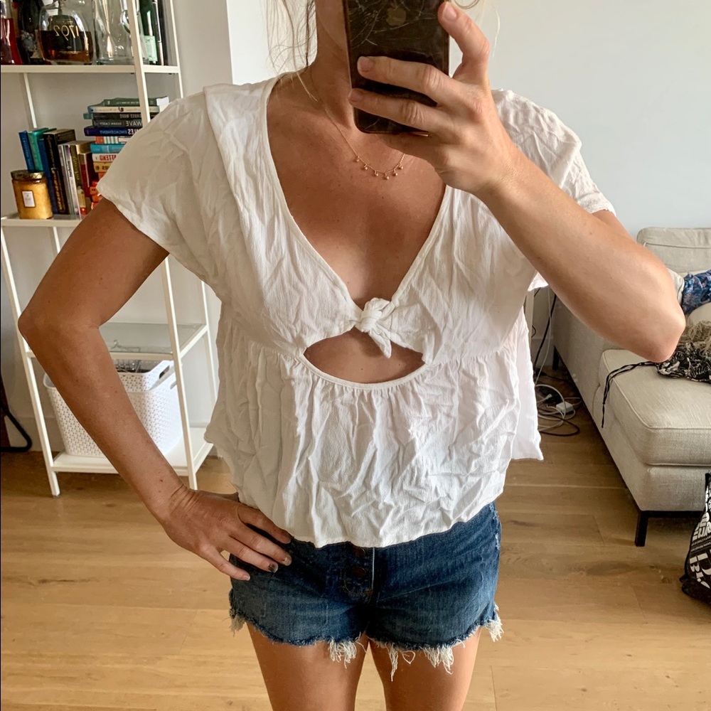 Urban outfitters white front tie blouse